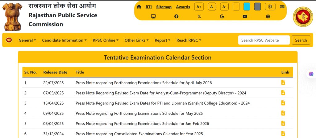 Rajasthan Police SI Exam Date 2025